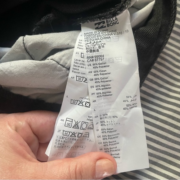 Billabong Tide Out Denim Short Raw Edge Hem and Side Lace Up Detail Black NWT - Picture 10 of 12